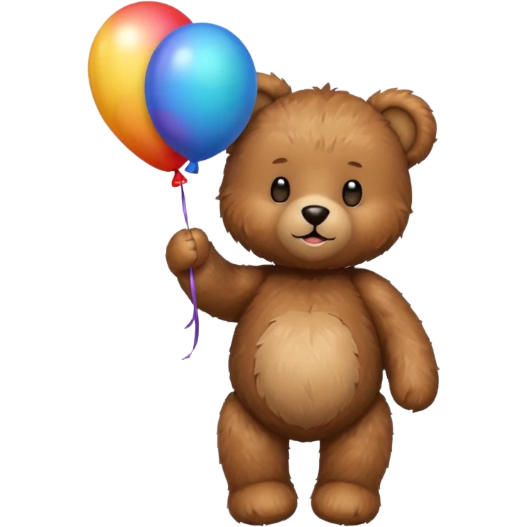 Teddy bear with colourful balloon in hand emoji