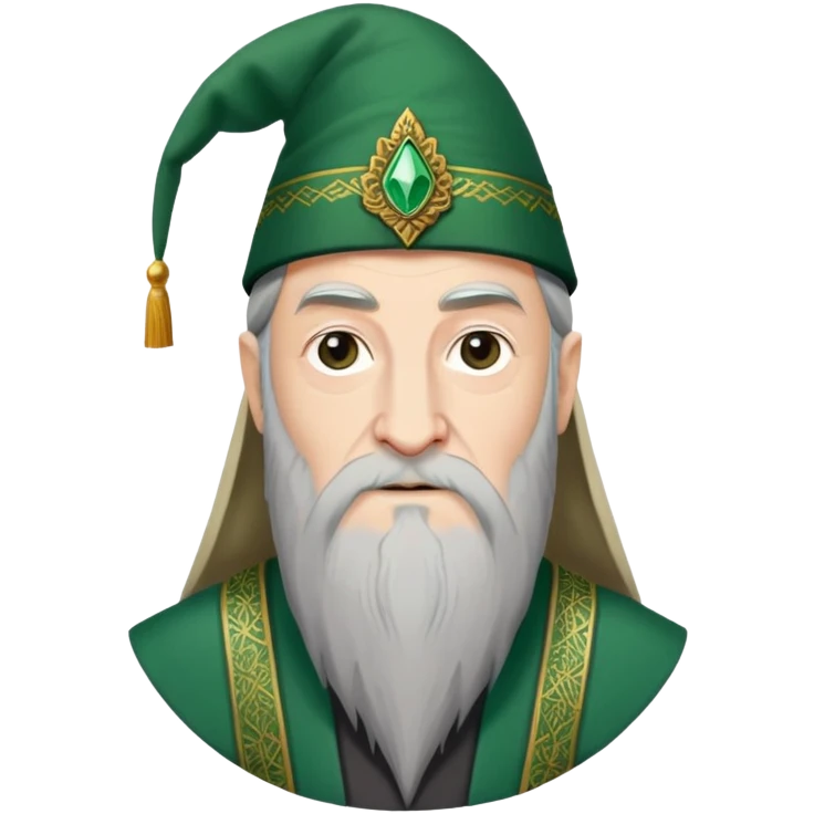 albus dumbledore from harry potter with green turkish fez hat and decorative motifs, no gem emoji
