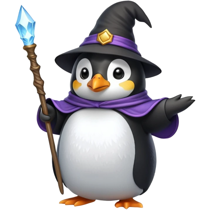penguin wizard casting a magical spell emoji