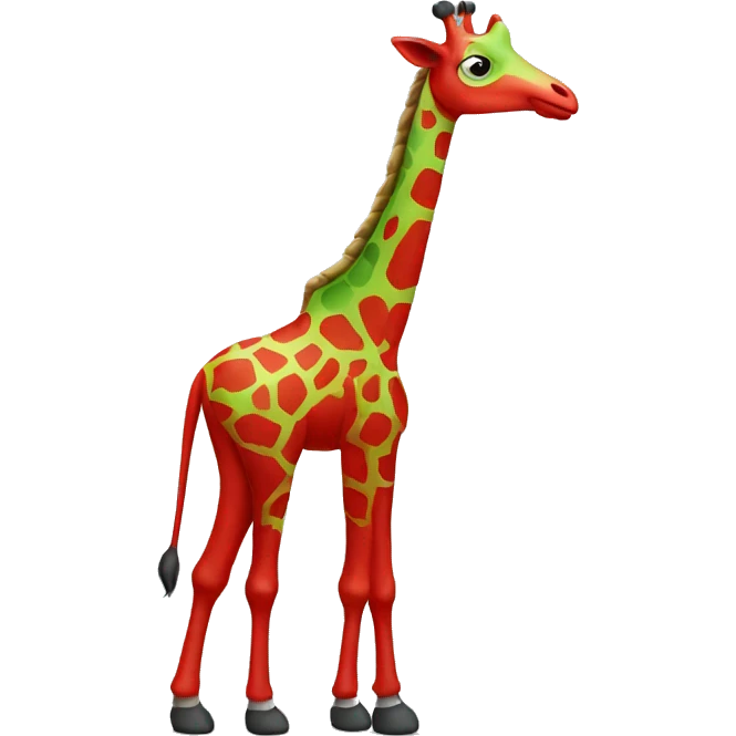 Green giraffe in red pants emoji