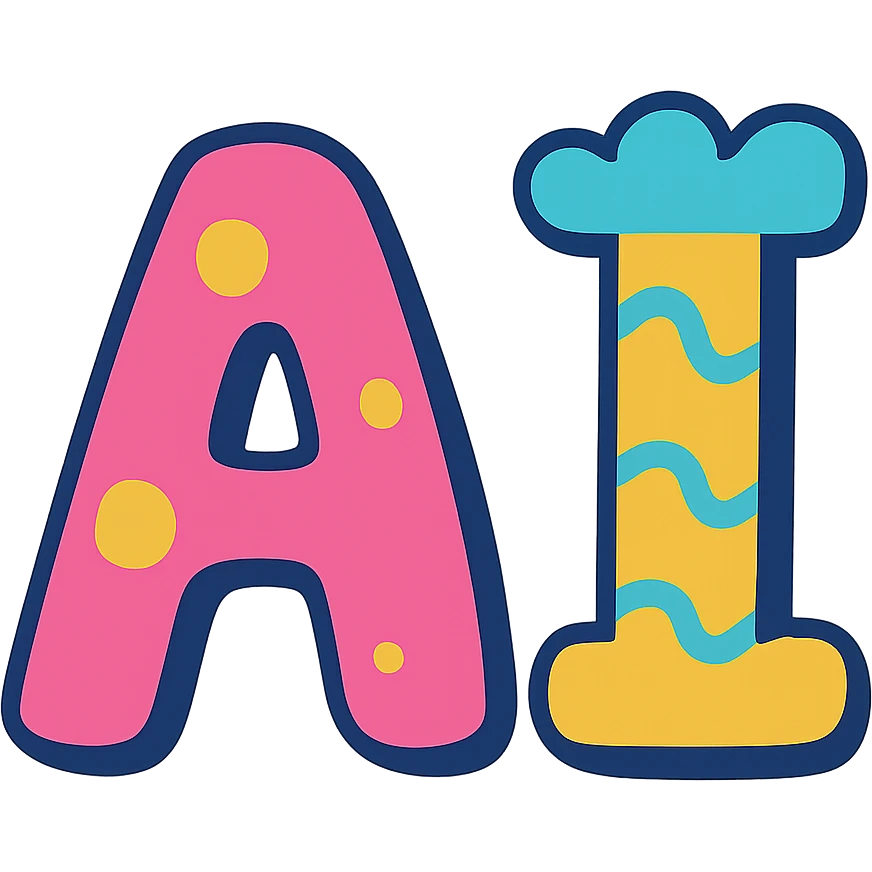 the letters AI in a playful style, no specific theme emoji