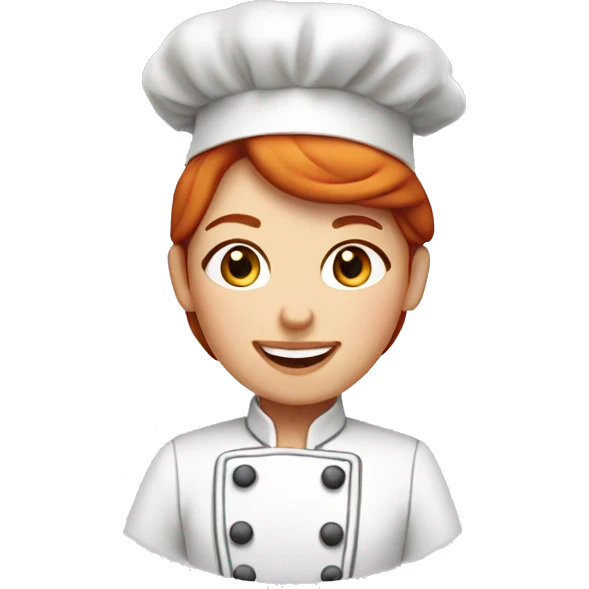 A redhead pastry chef making a cake emoji