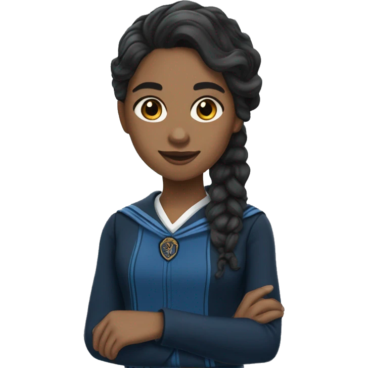 Ravenclaw Girl black wavy hair very light brown skin emoji