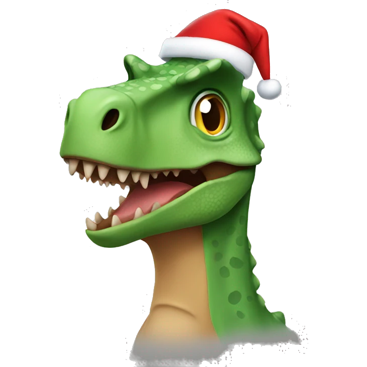 dinosaur wearing a christmas hat emoji