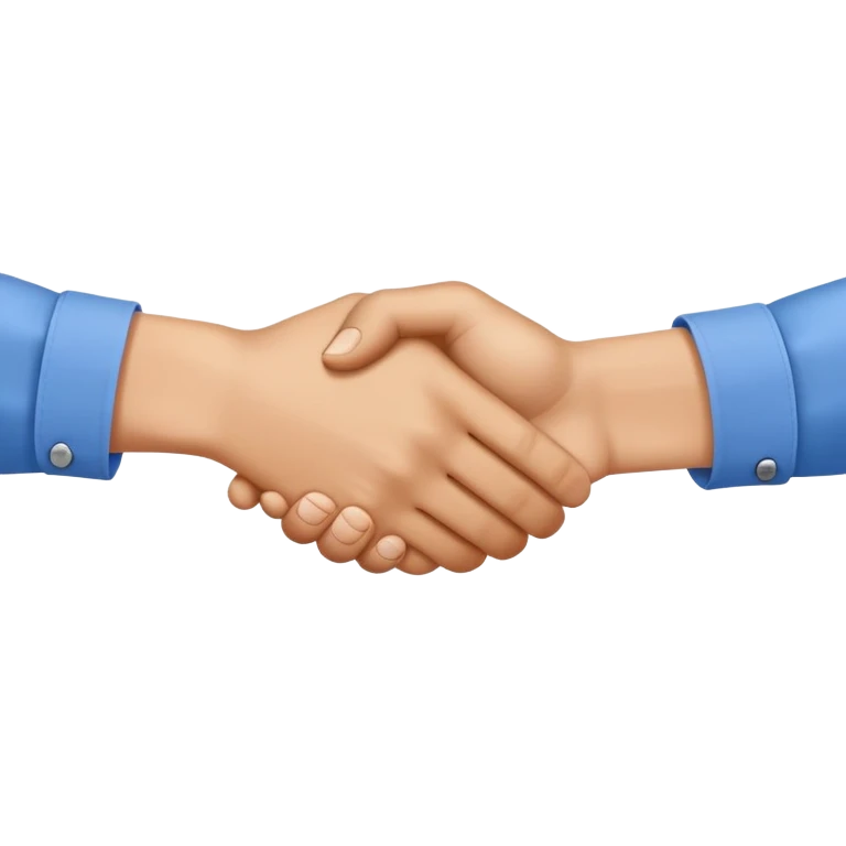 Handshake gesture with hands wearing blue shirt sleeves emoji