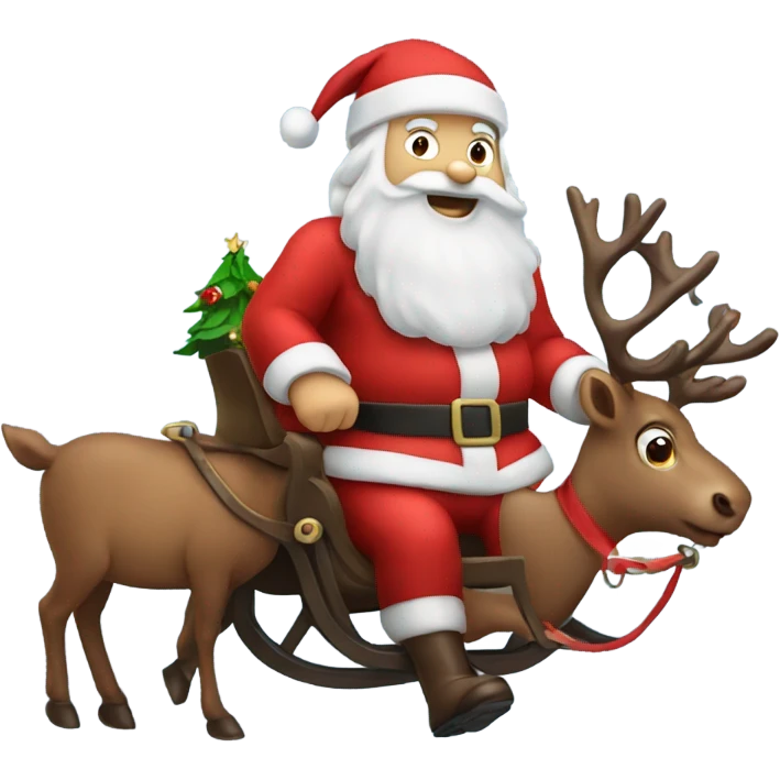 Santa driving his reindeer emoji