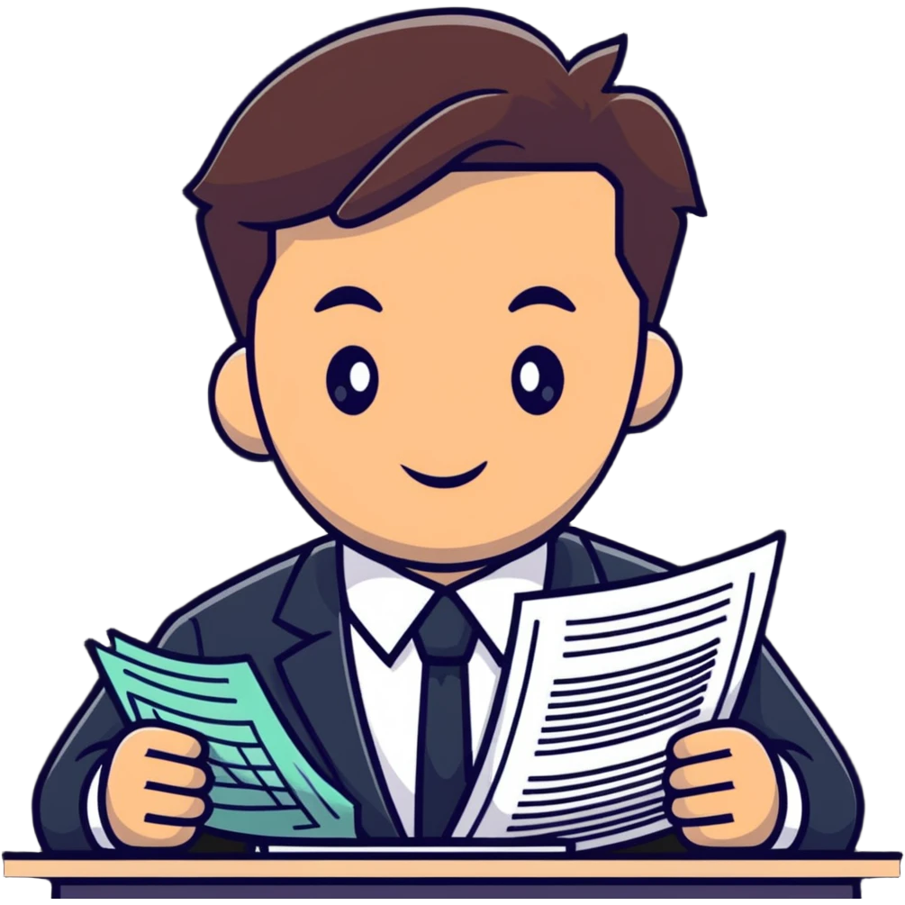 professional male accountant working with financial documents emoji