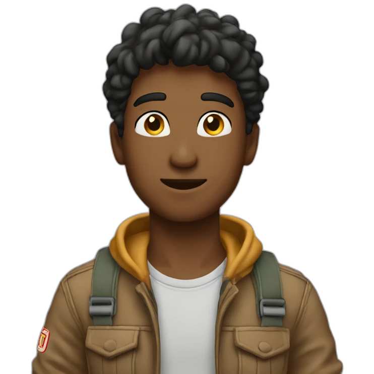 Young man casual outfit saluting. Only from chest up emoji