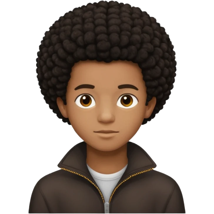 teen black boy with medium afro hair and dark brown eyes  emoji