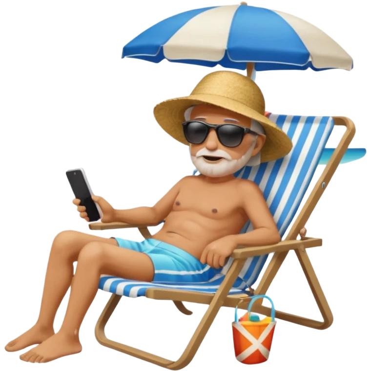 an emoji that is representative for someone who is old, retired and is lying in an sun-chair at the beach to recover from retiring-stress emoji