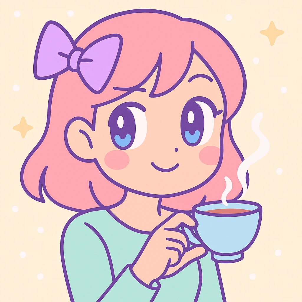 woman giving side eye while sipping hot tea with her pinky up, vibrant anime-inspired style emoji
