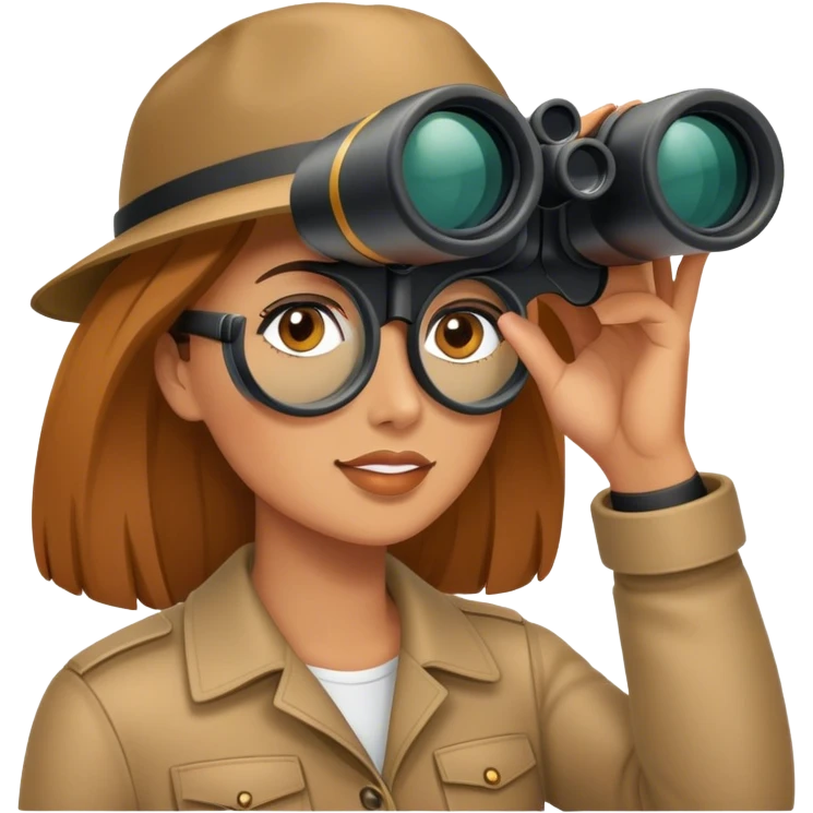 Woman looking through binoculars emoji