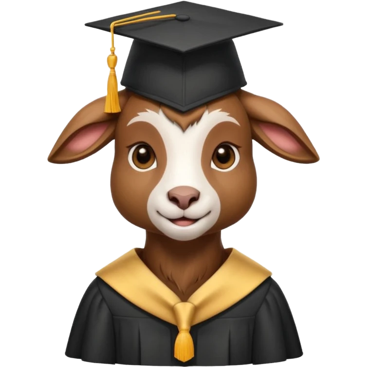 Goat wearing graduation cap emoji