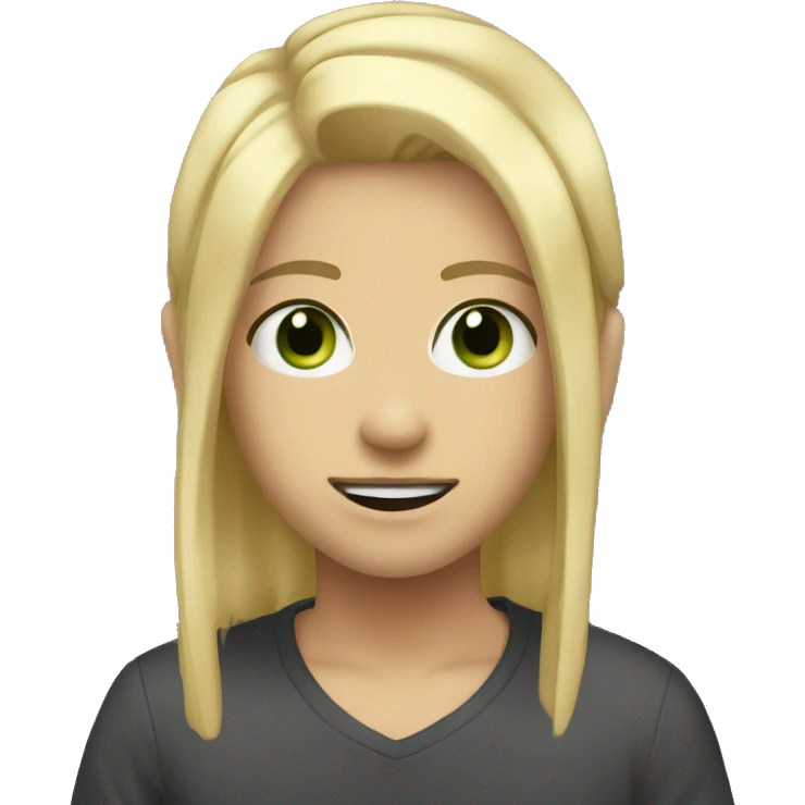generate me as an emoji, I have middle part hair, gren eyes,  am a boy, blonde ish hair,  emoji