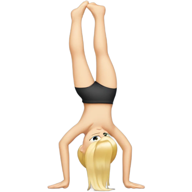 A blond girl who is doing a handstand emoji