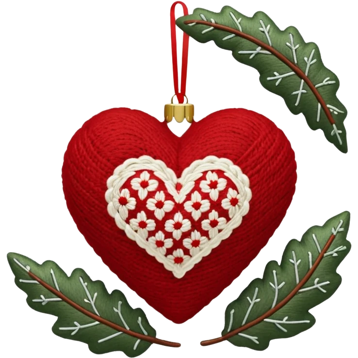 Melrose embroidered wool red heart ornament emoji