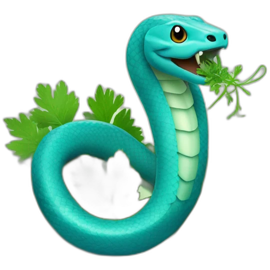 Blue Snake with parsley and cilantro around head emoji