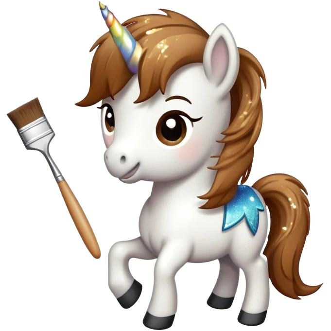 happy pony with a brush and sparkles emoji