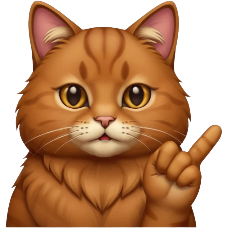 Brown cat with middle finger emoji