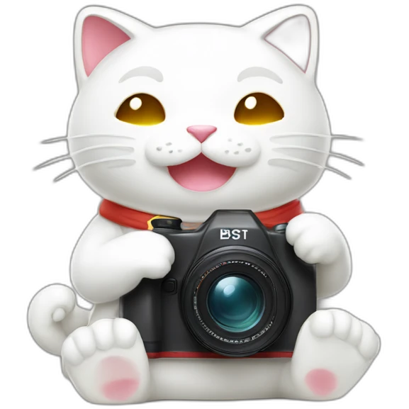 smiling-white-maneki-neko-with-camera emoji