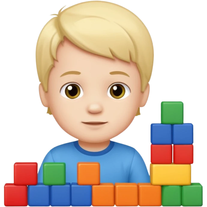 Toddler boy – stacking colorful building blocks.
 emoji