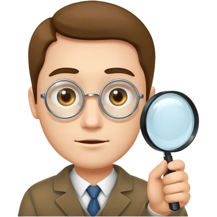 мужчина с лупой в руках emoji