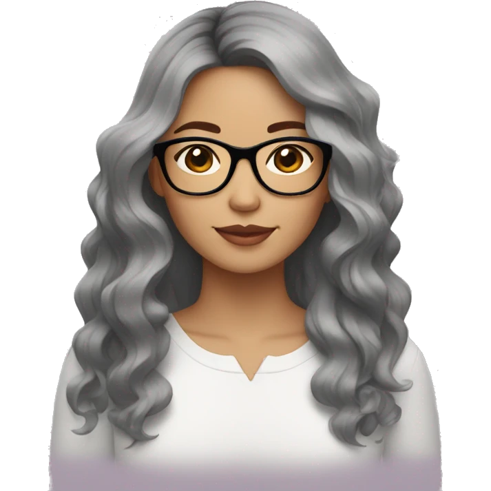filipino woman medium wavy hair and black square glasses emoji