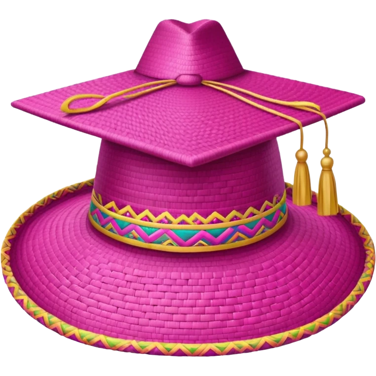 sombrero de  egresados color rosa emoji