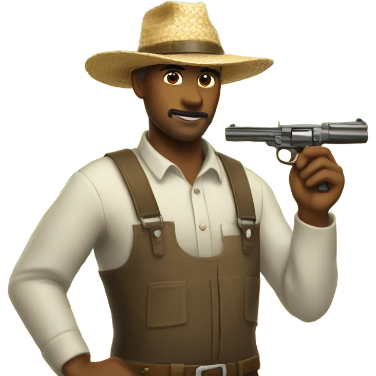 Farmer with a gun and straw hat emoji