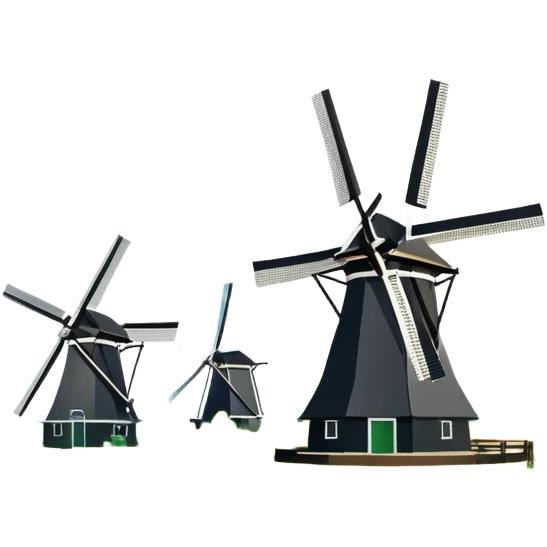 cinematic-realistic-kinderdijk-windmills-landmark-emoji,-showcasing-traditional-dutch-windmills-aligned-along-a-tranquil-canal,-with-lush-green-fields in a picture frame emoji