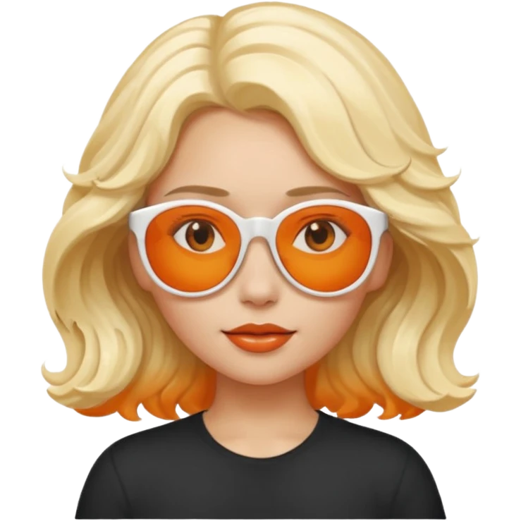 Girl with orange skin and wavy white/blonde hair with sunglasses on head emoji