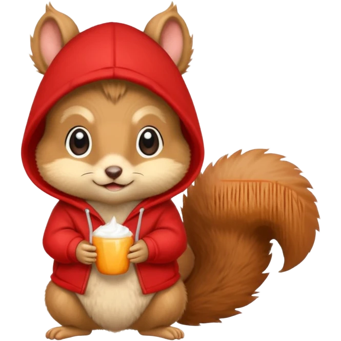 baby squirrel wear red hoodie emoji