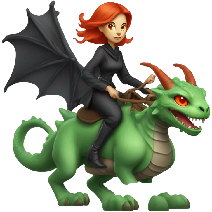 [politically incorrect, shield(
	{ female, alien, witch, color: light green, hair:red, eyes:cat} ]
	on a 
	dragón  emoji