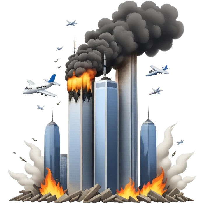 plane crashing into twin towers  emoji