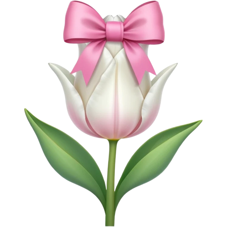 White tulip with pink bow emoji