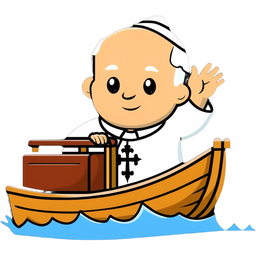 Pope John Paul II riding on a boat emoji