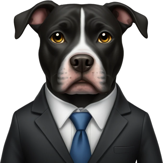 black pitbull dog standing in suit emoji