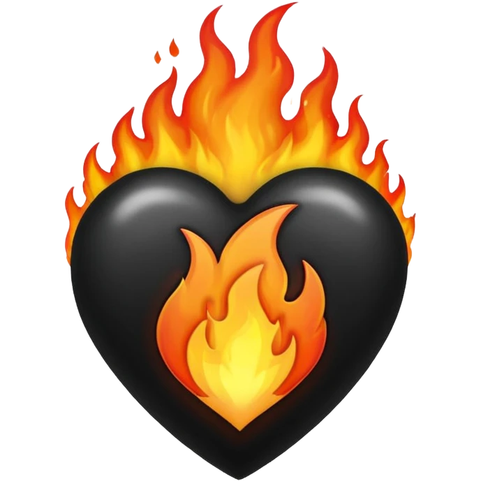 Corazón negro con fuigo emoji