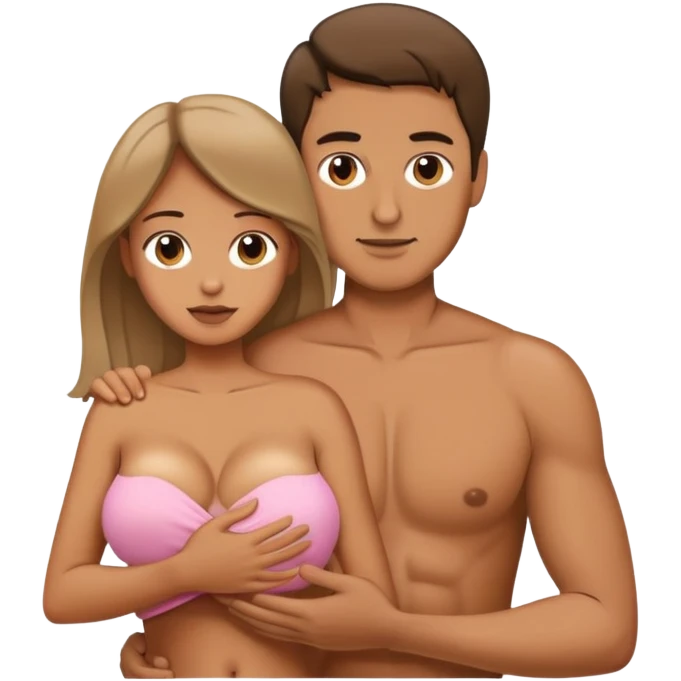A guy is holding a girl's breast emoji