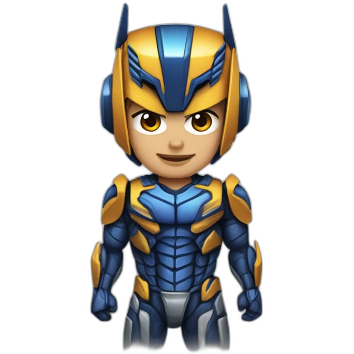 cuerpo de persona joven musculada con cabeza de transformer emoji