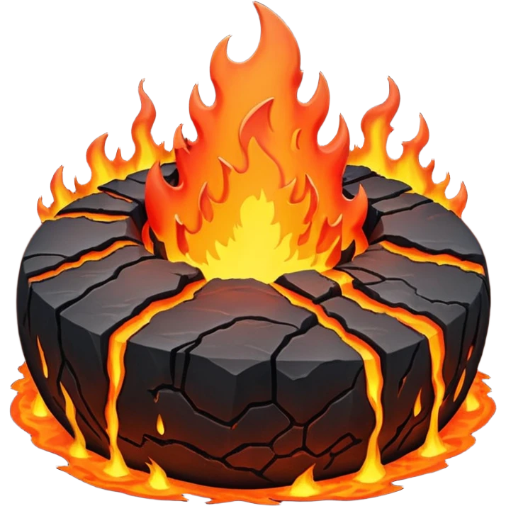 planet, surface covered in fire, lava and rocks  emoji