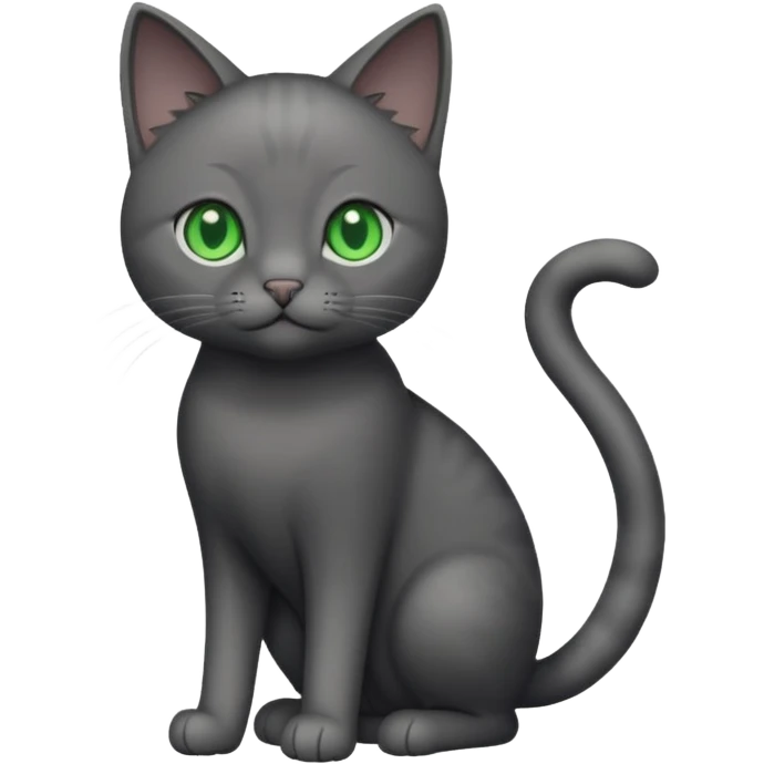 full body completely solid dark grey cat with green eyes and white paws emoji