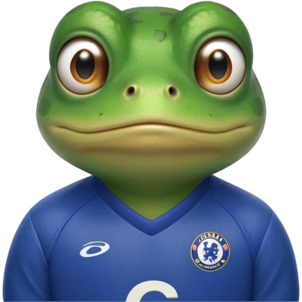 Sad frog wearing a Chelsea Jersey  emoji
