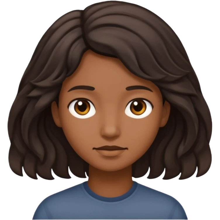 This is a cartoon-style avatar of a person with dark light wave hair, brown skin, and a calm expression emoji