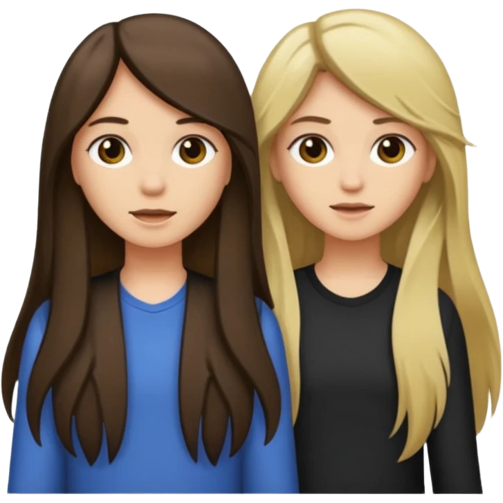 bestiess one with dark brown hair and one with dirty blonde hair long hair for both of them emoji