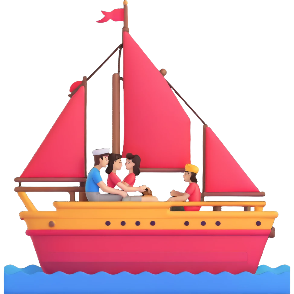 couple in love on a ship emoji