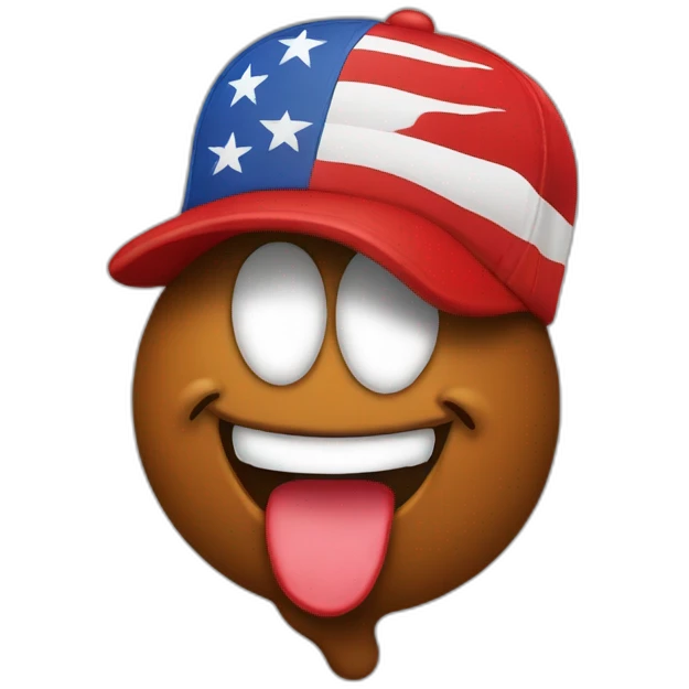 poop emoji wearing red make america great again cap emoji