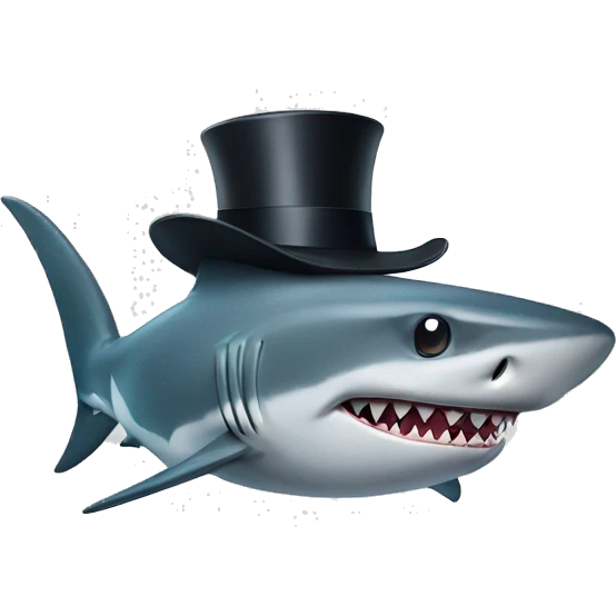 Shark with a top hat emoji