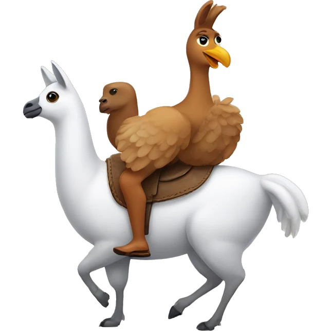 a dove riding a llama emoji