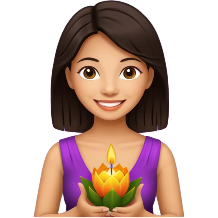 Beautiful woman emoji holding a krathong emoji